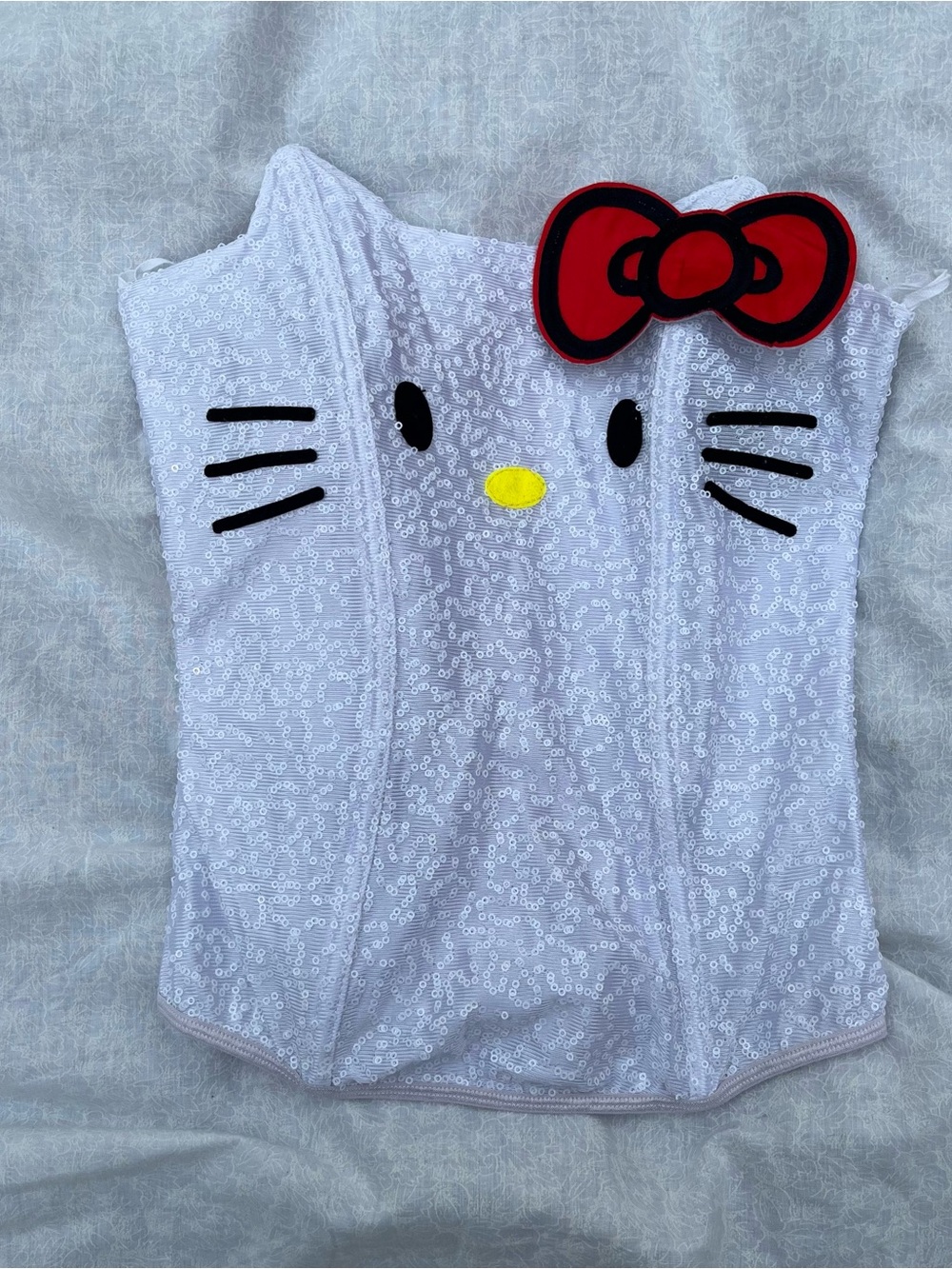 Hello Kitty White Sequin Corset Bustier Top